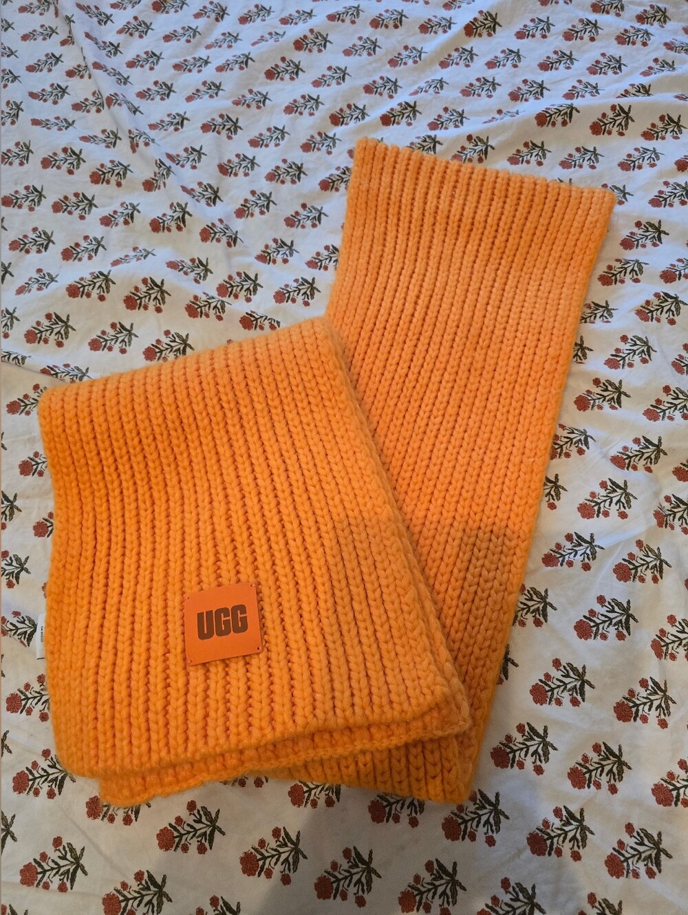 UGG Orange Ribbed Knit Scarf